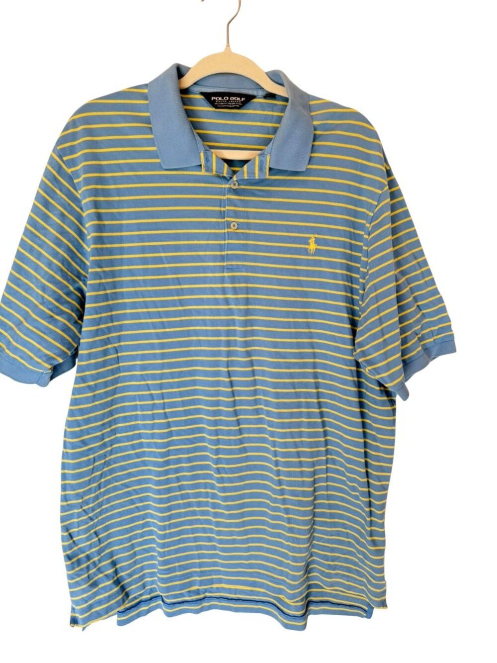 Polo Golf Ralph Lauren Men's XL Blue Yellow Striped Pima Cotton Polo